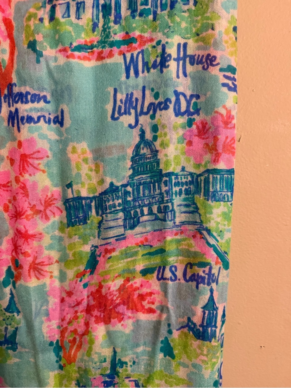 Lilly Pulitzer Multicolor DC Landmark Print Scarf - Pink Blue Green
